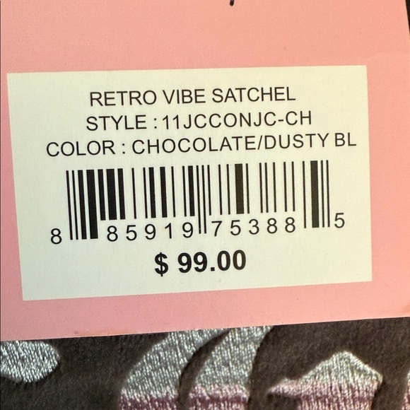 Juicy Couture NWT Retro Vibe Satchel Chocolate Dust & Pink‎ in Color Purse - Picture 6 of 7